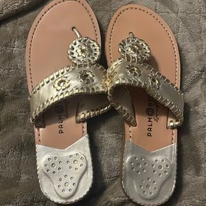 Palm Beach Gold lining and Silver sandals